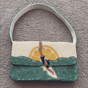 New-without tags-never carried! Elegant Green and Cream Beaded Women's Bag